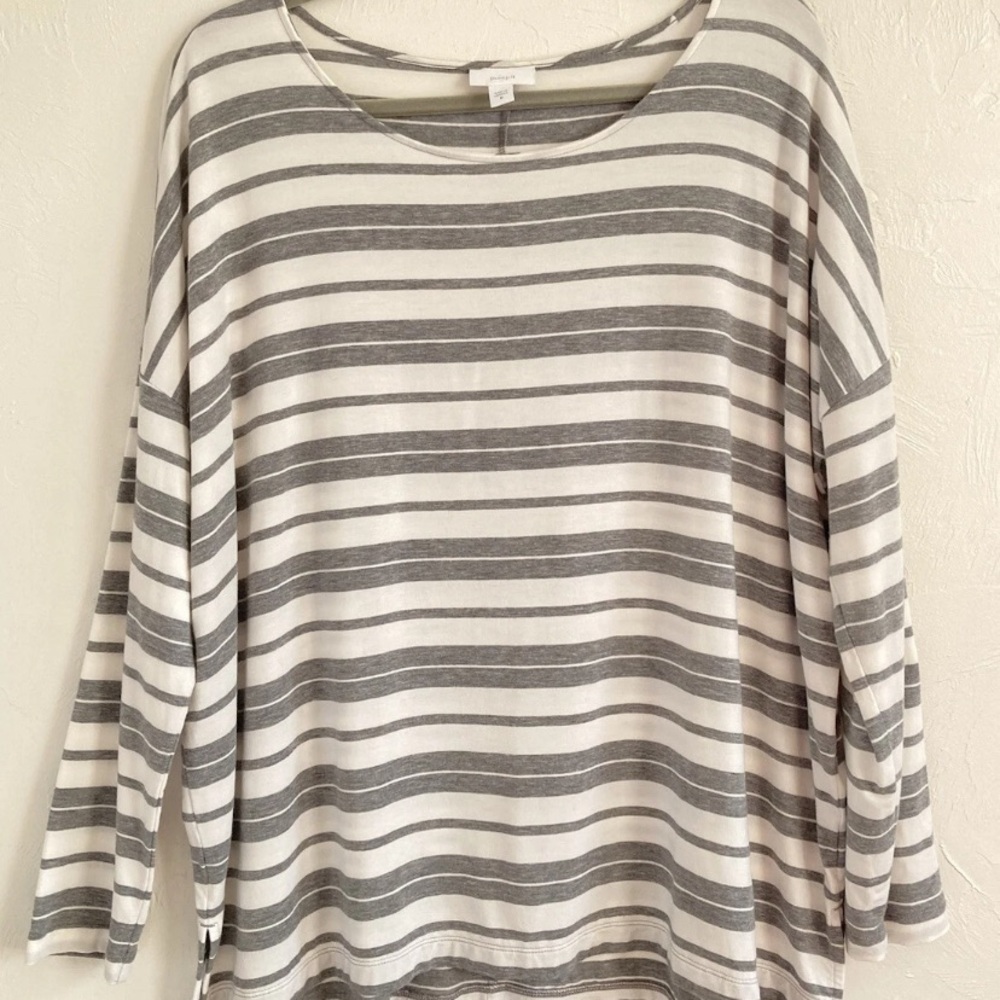 J. Jill Plus Size 2X Gray and White Striped Tunic